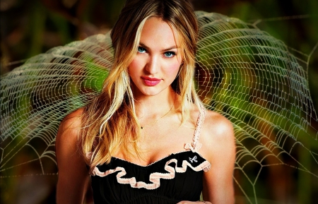 Candice Swanepoel - black, model, halloween, blonde, girl, candice swanepoel, web, woman, autumn