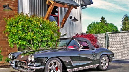 fantastic retro chevy corvette convertible hdr - house, retro, car, convertible, hdr