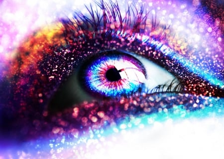 Colourful Eye - glitter, eye, make up, colourful