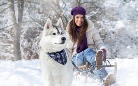 Girl and husky