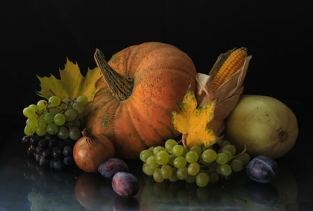 *** Autumn harvest *** - grapes, nature, autumn, harvest, pumpkin