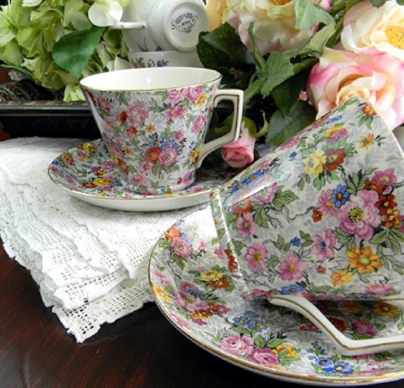 lovely teacups - abstract, still life, teacups, lovely