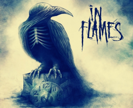 in Flames - crow, flames, fantasy, in