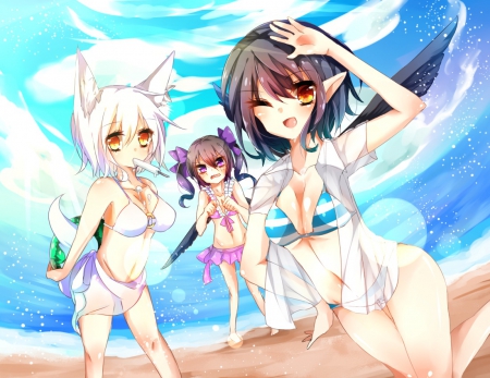 Sun/Shine - girls, ice, beach, animal ears