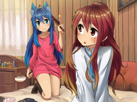 Friendship - girls, long hair, cute, animal ears