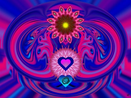 Blue That Loves The Pink That Loves the Blue - eye candy, collage, 3d, fractal, abstract