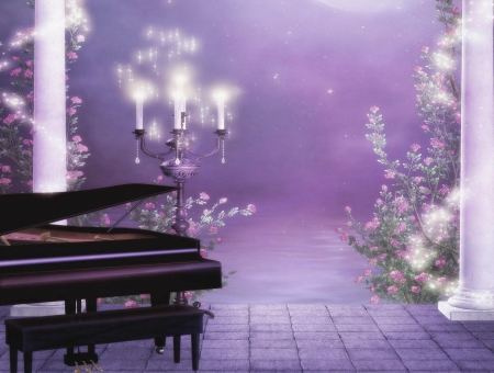 ♥♪♥ - piano, music, purple, dream