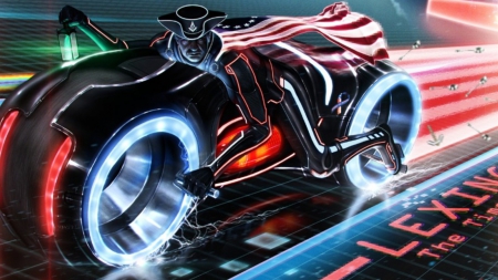 Revere Tron - tron, cgi, flag, fantasy, motorcycle