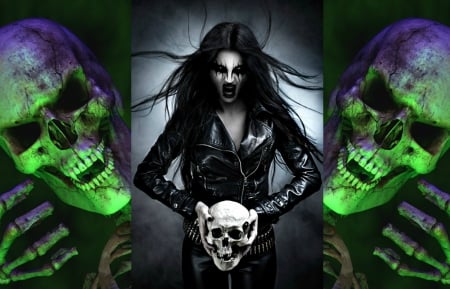 Happy Halloween! - by cehenot, collage, girl, gothic, dark, skull, black, fantasy, purple, green, woman, halloween