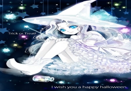 Happy Halloween - witch, halloween, girl, long hair, orginal, cute