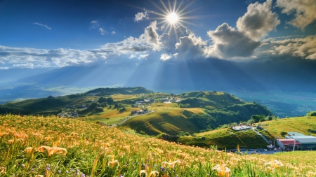 Beautiful Landscape - sky, hills, clouds, beautiful, mountains