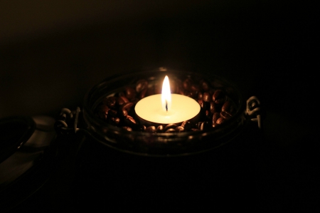 Coffee Candle - aromatic, beans, coffee, candle, light