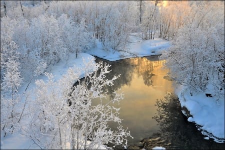 Winter - splendor, landscape, snow, sunrise, winter splendor, view, bench, sky, sun, clouds, trees, winter, beautiful, snowy, winter sun, beauty, colors, lovely, fence, tree, nature, sunset, winter time, peaceful