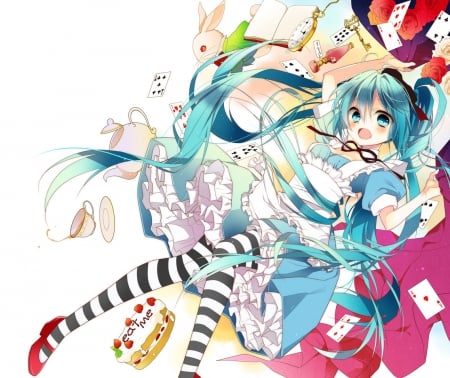 miku wonderland - miku, anime, girl, wonderland