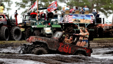 Bogging - women, racing, sexy, jeep, cars