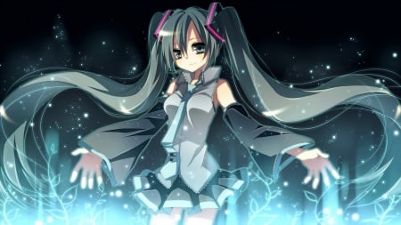 Hatsune Miku - hatsune miku, magical, long hair, blue hair, hatsune, life, voca, vocaloid, tie, miku, cant think of a fourth