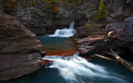 St. Mary's Waterfall - nature, waterfall, usa, rocks