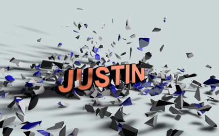 Justin - wallpaper, explosion, justin, 3d text