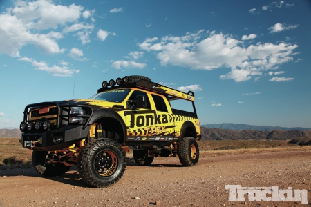 Life-Sized Tonka Truck - light bar, truck, black wheels, tonka