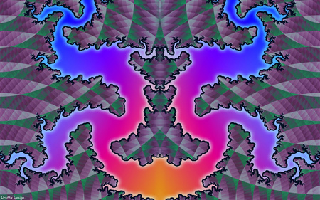 Dual Dragons - abstract, popart, digital, fractals, colors, art