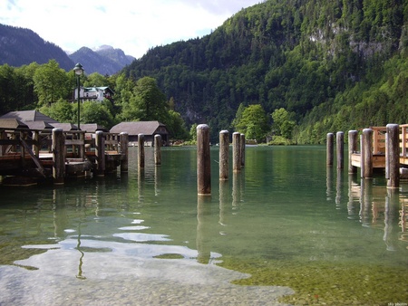 Koenigssee Bavaria Berchtesgaden - Lake and Dock - nature, lake, druffix, bavaria, berchtesgaden, scenery, koenigssee