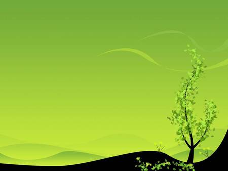 Tree in Spring - spring, green sky, mountain, tree