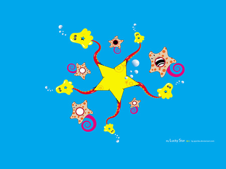 Lucky Star - bubbles, star, tentacles, ghosts