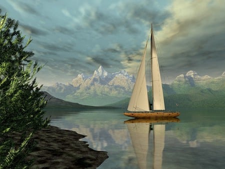 SILENT SAIL - digital art, sail, 3d, silent