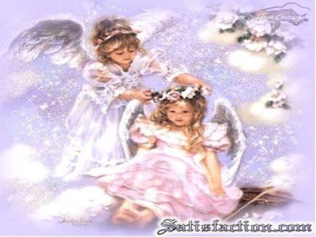 Little Angels - flowers, clouds, muscical instrument, angels, children, sky