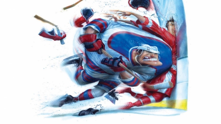 Hard Hittin' Hockey - sports, cartoons, men, hockey, humor, funny, drawing, fantasy