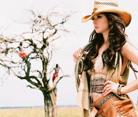 Cowgirl - style, women, beautiful, models, hats, hot, cowgirls, a, fantasy, fun, fashion, western, d, b, c, guns, female, trees