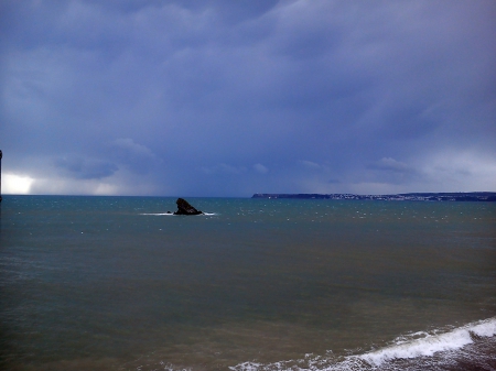 Dark skys - oceans, beach, rock, sea, devon, weather