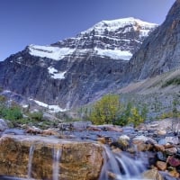 stream by edith cavell mountain in jasper np canada