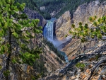 wonderful lower falls in yellowstone hdr