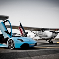 lamborghini murcielago and private airplane