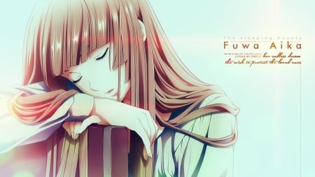 Fuwa Aika - witch, sleep, girl, long hair, anime, aika