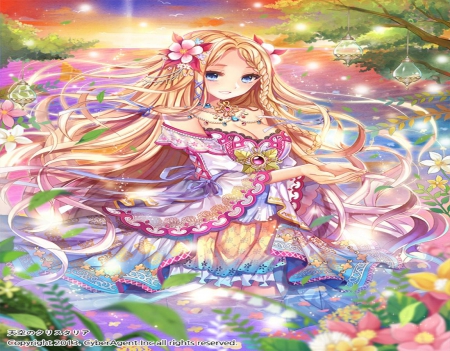 Lake Princess - hime, pretty, girl, blonde, orginal, lake, princess, long hair