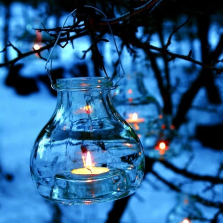 Blue Lantern - abstract, blue, photography, lantern