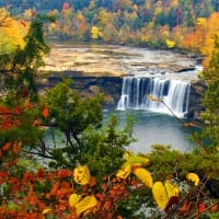 Waterfall in autumn