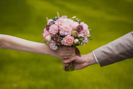 Wedding Bouquet - flowers, for you, hands, woman, wedding, with love, bouquet