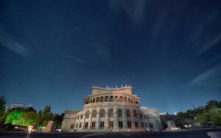 Beautiful - armenia, modern, beautiful, buildings, night, sky, architecture, clouds, yerevan