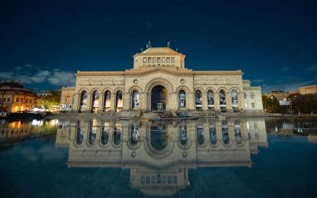 Beautiful - clouds, yerevan, beautiful, night, reflection, buildings, architecture, armenia, modern, sky