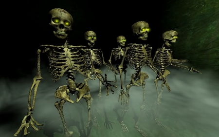 The Undead - halloween, scary, skeletons, fog, skulls, spooky