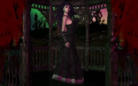 The Garden Path - women, cgi, dark, beautiful, gothic, fantasy