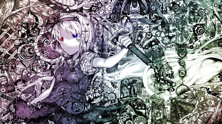 Touhou Youmu - Touhou Youmu, Sword, Abstract, Cant think of a fourth