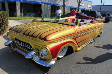 Custom Chevy Truck - gold, bowtie, choped top, whitewalls