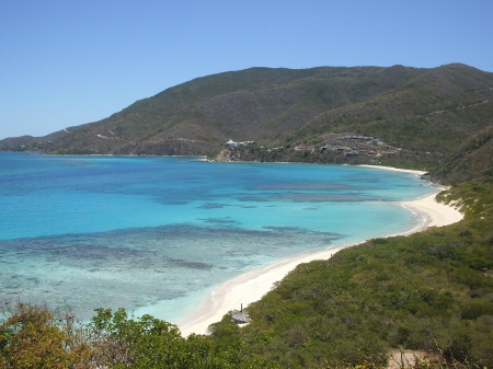 Beach front view - british virgin islands, beach, ocean, mountain, hills, paradise, tropical, caribbean, waves, island, sea, sand