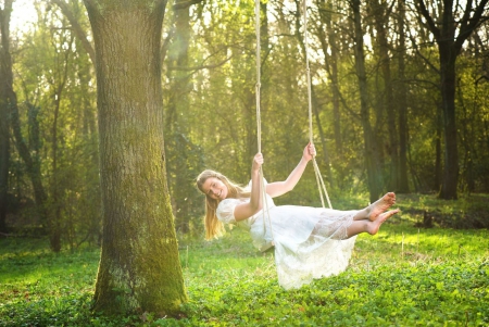 Happy Girl - swing, girl, model, happy