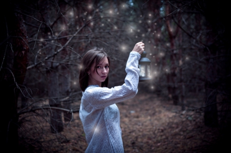 :) - lantern, lady, abstract, model