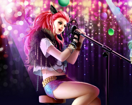 Singer - singer, 3D, woman, lights